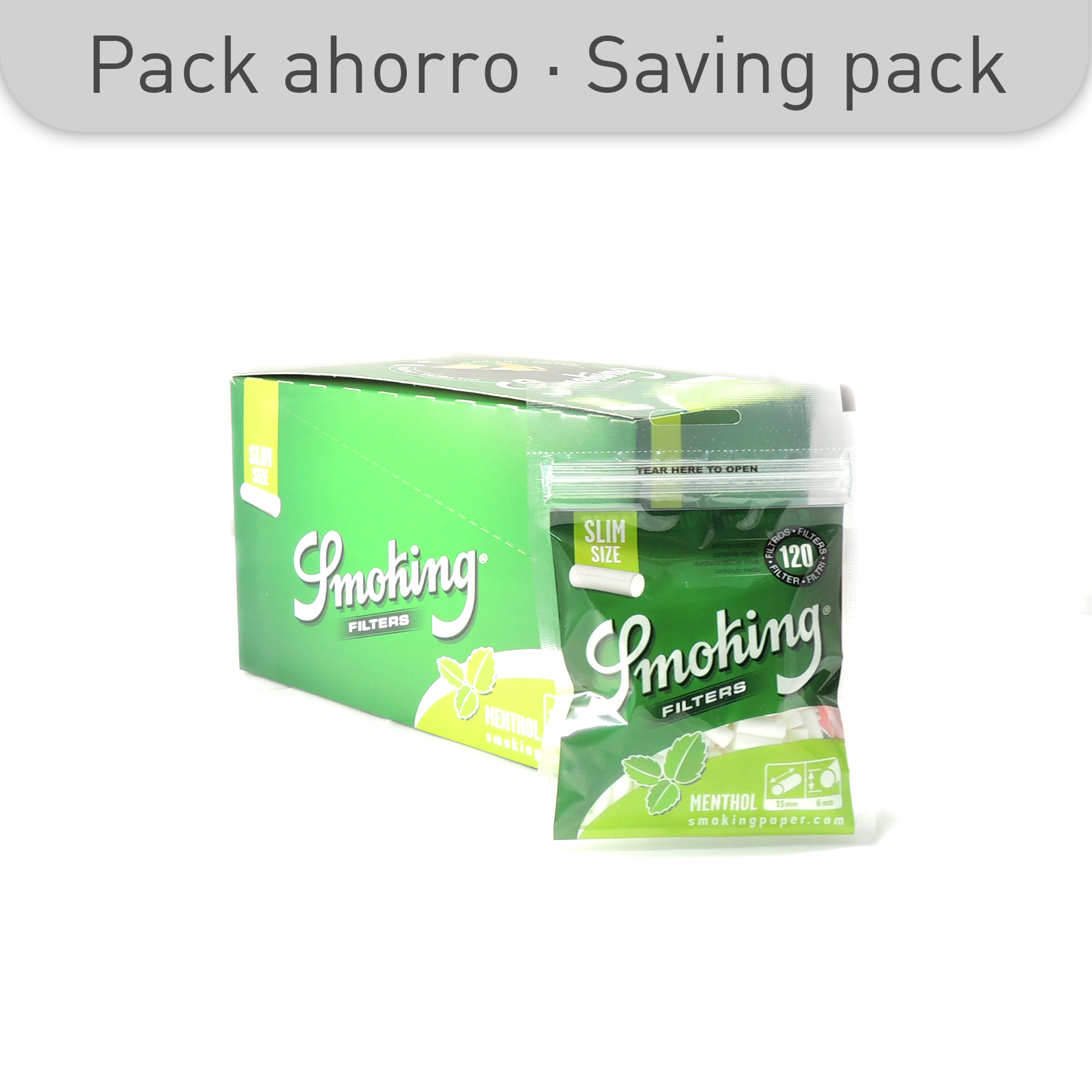 Smoking® Menthol Slim Filter 6 x 120 Zigarettenfilter 6 mm Original®