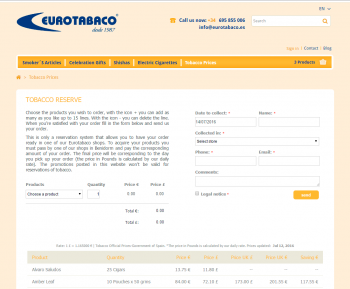 Tobacco prices in Spain